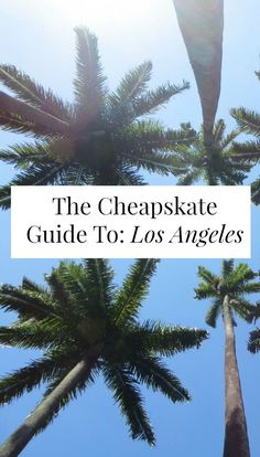 three palm trees with the words the cheapskate guide to los angeles written on them