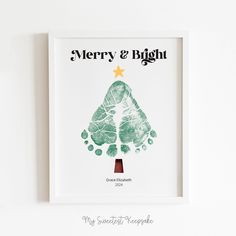 a christmas tree made out of leafy paper with the words merry and bright written on it