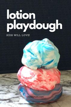 tie dye homemade playdough Lotion Playdough Recipe, How To Make Cloud Dough With Lotion, Cloud Playdough Recipe, Cornstarch Playdough, Homemade Cloud Dough, 2 Ingredient Playdough, Art Projects For Kids Easy, Best Homemade Playdough Recipe, How To Make Oobleck