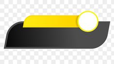 a black and yellow rectangle with a white circle on the top, against a transparent background