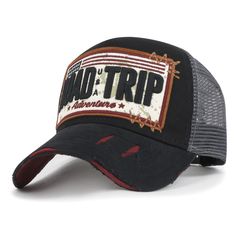 PRICES MAY VARY. Style: classic mesh hat baseball cap with snapback closure Trim: USA flag & vehicle license plate design ROAD TRIP embroidery in front / enjoy the ride in the back Brim: vintage distressed curved, especially torn to showcase the hipster road trip backpacker feel. Crown: well made structured round crown dad hat. inner of cap is lined with sweatband for optimal wearing comfort. Inner band: m 58cm(7 1/4) xl 61cm (7 5/8) / brim width: approx. 2.75"/7 cm ililily PREMIUM ROAD TRIP Vin Adventure Embroidery, Trash Fashion, Customized Shoes, License Plate Designs, Baseball Caps Fashion, Mens Casual Dress Outfits, Mesh Hat, Hat Baseball, Mens Casual Dress