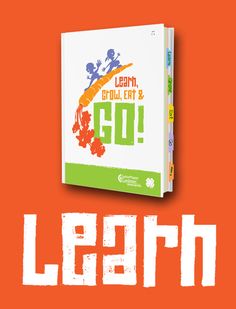 an orange book cover with the words learn to eat and go