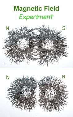 three different types of fireworks are shown in this diagram, with the words magnetic field experiment written