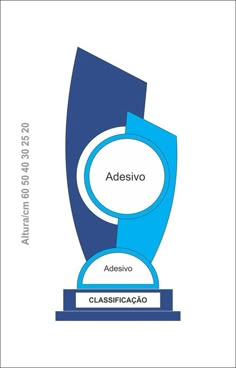 a blue and white trophy with the words adesivo written in spanish on it