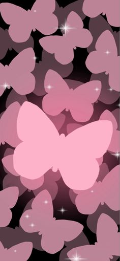 pink butterflies flying through the air with sparkles on their wings, in an abstract pattern