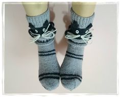 CAT SLIPPERS, Cat SOCKS, Women Leg Warmers, Cozy Socks A cozy pair of knit socks with cat face, tail decorations! Hand knitted socks is made from high quality homemade natural sheep wool yarn. Very warm, making healthy massage effect. Socks are the perfect home accessory for chilly evenings or you can wear it with lovely boots. Socks are very comfortable, stretchable so you can forget about your slippers and just wear these! Fantastic cozy, warm, cute and lovely gift for someone special in your Cute Winter Socks With Cat Design, Cute Cat Design Socks For Winter, Cute Cat Design Winter Socks, Healthy Massage, Boots Socks, Cat Slippers, Woolen Socks, Unique Socks, Animal Slippers