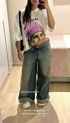 inspo look casual wide leg jeans Clothes Astethic, Casual Wide Leg Jeans, Minimalist Clothes, Oufits Casual, Fits Aesthetic, Famous Outfits, Looks Style, Summer Fits, Look Casual