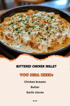 a menu for a chicken skillet meal