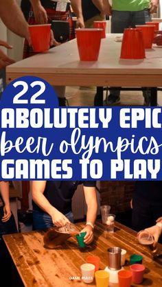 beer olympics Party Games For Teams, Home Olympics Games, Funny Olympics Games, Olympic Party Games Adults, Drink Olympics Games, Bar Games Ideas, Beer Olympics Wedding Party, Bar Olympics Games