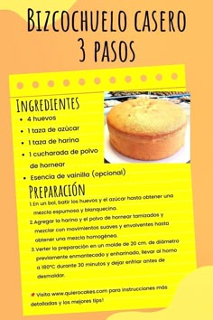 a poster with an image of a cake on the front and back of it, in spanish