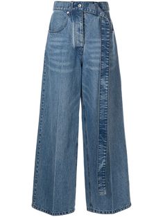 marbled indigo blue cotton-denim high waist button fly fastening belt loops classic five pockets wide leg long length Alexander Wang Jeans, High Waisted Wide Leg Jeans, Denim Belt, Wide Leg Denim, Indigo Blue, High Waisted Denim, High Jeans, Long Length, Alexander Wang