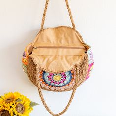 In stock fast shipping from Los Angeles! The Elena Handbags Boho Round Beach Straw Tote is the perfect accessory to elevate your summer style. Handcrafted with eco-friendly woven straw, this stunning boho shoulder bag is sure to make a statement whether you're beach-going, yoga-practicing or running everyday errands. Carry your essentials in style with this chic and sustainable tote. Zipper closureFully linedInside pocketStrap drop: 11 inchesSize: 17.5 in diameter Designer Style ID: 8627 Boho Round Beach Woven Bag, Handmade Straw Woven Shoulder Bag, Summer Beach Bag Bohemian Straw Travel Bags, Bohemian Straw Bags For Travel, Bohemian Jute Beach Bag For Vacation, Bohemian Travel Bags Made Of Straw, Bohemian Straw Shoulder Bag For Summer, Bohemian Summer Straw Tote Bag, Bohemian Straw Bags For Summer, Bohemian Woven Shoulder Bag For Summer, Multicolor Straw Shoulder Bag For Summer