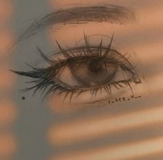 a drawing of an eye with long eyelashes