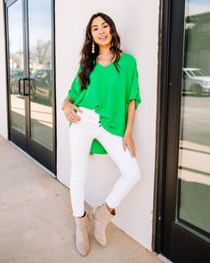 Under $30 and the perfect transition top? Shop now! PS- it also comes in FOUR other colors! 😍 Couldn't Be Better Bright Green Top Trendy & Affordable Clothing || Live With Purpose 💕 Dress With Confidence || Text MINT to 90243 for 15% off Summer Rayon V-neck Tops, Trendy V-neck Top For Vacation, Versatile V-neck Top For Spring Day Out, Oversized Green V-neck Top, Versatile V-neck Top For Day Out, Trendy Oversized V-neck Blouse, Chic Relaxed Fit V-neck Top For Day Out, Versatile V-neck Top For Spring, Versatile Oversized V-neck Blouse