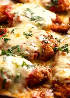 a pizza with meatballs covered in cheese and sauce