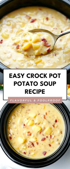 Image for Easy Crock Pot Potato Soup Recipe Cold Weather Meals Crockpot, Crockpot Ocharleys Potato Soup, Potato Soups And Stews, Tater Tot Potato Soup, Grandma's Homemade Potato Soup, Potato Soup In The Crockpot, Simple Crockpot Potato Soup, Soup Using Pork, Crock Pot Potato Soup Recipe