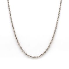 Platinum Chain by Jewelove Metal : Platinum Platinum Purity : 95% Purity Mark : Pt 950 Width : 2 mm Estimated Weight : 3.37 grams ( 16 inches ) Certificate of Authenticity : Platinum Guild International This chain is not eligible for exchange or refund. Classic Rope Chain Necklace, White Gold Round Rope Chain Necklace, Classic Silver Rope Chain Necklace Gift, Classic Silver Rope Chain Necklace As Gift, Classic Round Rope Chain Necklaces, Classic Round Rope Chain Necklace, Platinum Chain, Chains For Men, Electronic Items