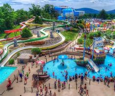 an aerial view of the water park