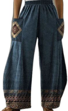 Bohemian Blue Pants For Fall, Bohemian High-waist Patchwork Bottoms, High Waist Bohemian Patchwork Bottoms, Bohemian Blue Wide Leg Pants With Pockets, Non-stretch Bohemian Wide Leg Pants With Pockets, Overalls 90s, Overalls Plus Size, High Waist Wide Leg Pants, Hippie Dresses