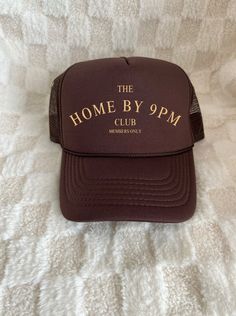 Home by 9PM Club Trucker Hat, Western Trucker Hat, Funny Trucker Hat, Womens Trucker Hat, Trucker Hat, Funny Hat - Etsy Trucker Hat Aesthetic Outfit, Trucker Hat Custom, Trucker Hat Business, Summer Trucker Hats For Women, Brown Baseball Cap As Gift, Vintage Snapback Trucker Hat As Gift, Letter Print Trucker Hat With Curved Brim, Letter Print Trucker Hat As Gift, Letter Print Trucker Cap As Gift