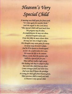 the poem heaven's very special child