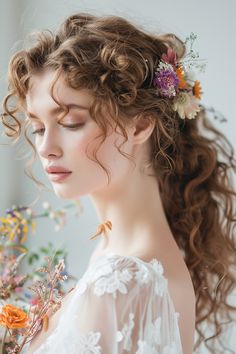 61+ Lush Wedding Hairstyles for Curly Hair to Make Your Day Special Curly Bride Hairstyles, Wedding Hairstyles For Curly Hair, Curly Hairdos, Wild Curly Hair, Curly Bridal Hair, Glamorous Wedding Hair, Natural Wedding Hairstyles, Floral Wedding Hair, Wavy Wedding Hair