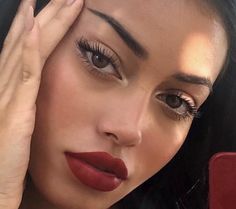 Wine Red Lipstick, Maybelline Super Stay Vinyl Ink, Tony Stark Steve Rogers, Red Lipstick Makeup Looks, Feminine Makeup, Red Lipstick Makeup, Red Makeup, Cindy Kimberly, Dark Feminine Aesthetic