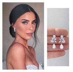 an image of a woman's wedding ring and the same photo of her wearing earrings