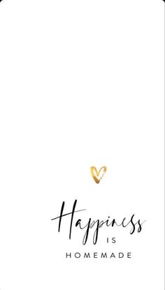 the logo for happiness is homemade, with a gold heart in the middle and black lettering on