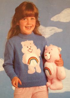 Care bears knitting pattern toys and childrens jumpers vintage - Etsy Canada Basic Sweater Pattern, Jumper Knitting Pattern, Knitting Patterns Toys, Bear Outfits, Basic Sweaters, Vintage Knitting Patterns, Care Bear, Dk Yarn, Care Bears