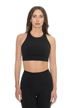 FreeSoft Bea Bra Fitted Light Support Racerback Bra, Yoga Crop Top With Built-in Padding And Racerback, Pilates Racerback Crop Top, Yoga Bra With Built-in Padding, High Neck Athleisure Activewear For Yoga, Athleisure High Neck Yoga Activewear, Athleisure High Neck Activewear For Yoga, Functional Crop Top With Built-in Padding For Yoga, Fitted Sleeveless Bra For Light Exercise