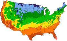 a map of the united states with different areas in green, yellow and orange colors