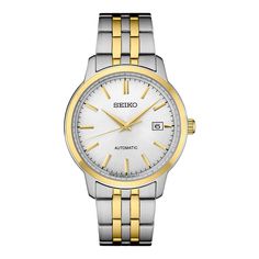 Dress up any casual or business attire with this sophisticated Seiko essentials watch. Click on this JEWELRY & WATCHES GUIDE to learn about fit, styles, materials and more! Dress up any casual or business attire with this sophisticated Seiko essentials watch. Click on this JEWELRY & WATCHES GUIDE to learn about fit, styles, materials and more! FEATURES Day & date windowDISPLAY Dial type: sunray Face cover material: sapphire crystalCASE Material: stainless steel Caseback material: stainless steel Classic Automatic Watch For Work, Classic Automatic Watch Accessories For Anniversary, Classic Automatic Watches For Work, Yellow Gold Automatic Watch For Business, Classic Automatic Watch For Anniversary, Business Yellow Gold Automatic Watch, White Business Watches With Date Indicator, Business White Watches With Date Indicator, Anniversary White Watch With Date Indicator