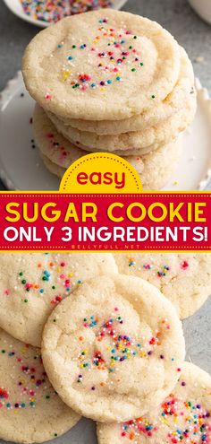 Easy Sugar Cookie Recipe {only 3 ingredients!} Easy Fast Desserts Simple 3 Ingredients, Easy Sugar Cookie Recipe, Christmas Sugar Cookie Recipe, Sugar Cookie Recipe Easy, Christmas Baking Recipes, Sugar Cookie Recipe, Best Sugar Cookies, Easy Sugar Cookies, Christmas Cooking