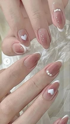 Nails Coquette, Korean Nail Art, February Nails, Aesthetic Nails, Nails Green