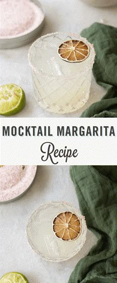 two margarita glasses with lime slices on them and the words mochai margarita recipe