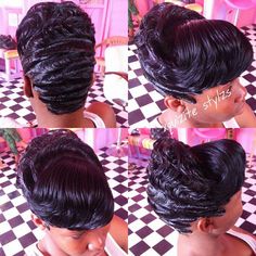 Short Pixie Cut Styles, Short Finger Waves, Black Hair Updo, Black Hair Updo Hairstyles, Pixie Cut Styles, Waves Hair, Short Sassy Hair, Finger Waves, Sassy Hair