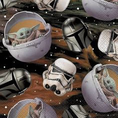 star wars baby yoda and stormtroopers wrapping paper