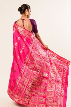 Elevate your style with this exquisite masterpiece of Pink Baluchari Silk Saree made from pure Baluchari Silk with intricate Resham threads and Minakari work. Wedding Tussar Silk Pre-draped Saree With Traditional Patterns, Silk Traditional Wear With Tilla, Traditional Saree With Traditional Patterns For Wedding, Traditional Bollywood Wear For Ceremonial Events, Bollywood Traditional Wear For Ceremonial Events, Ceremonial Paithani Silk Traditional Wear For Diwali, Ceremonial Paithani Silk Wear For Diwali, Traditional Ceremonial Pre-draped Saree With Cutdana, Ceremonial Traditional Wear With Pallu Details