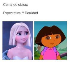 two cartoon characters with caption that reads, cerrando ciclos expecta / / / realidad