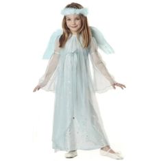 New & Unused Halloween Girls Costume. Size: Medium (8 - 10). This Child's Blue Angel Dress Is A Charming Selection Popular With The Parents Every Year. Light Blue Long Dress With Printed Silver Star Designs Sheer Matching Sleeves Matching Sheer Dress Overlay Real Matching Feather Wings With Elastic Bands For Shoulders Marabou Trim Halo Headpiece Costume Made Of 100% Polyester Hand Wash Cool Water And Drip Dry Shoes Not Included No Returns!!! Kids Angel Costume, Light Blue Long Dress, Halo Halloween, Flower Costume Kids, Mary Costume, Angel Wings Halo, Pebbles Costume, Dress Overlay, Little Mermaid Dresses