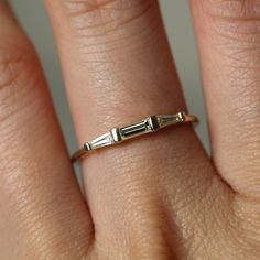 Modern Tapered Baguette Diamond Gold Ring | VicStoneNYC Fine Jewelry | Wolf & Badger Signet Ring Diamond, Simple Promise Ring, Vintage Inspired Wedding Band, Colored Wedding Bands, Baguette Diamond Wedding Band, Ring Gold Diamond, Signet Ring Gold, Baguette Wedding Band, Promise Rings Simple