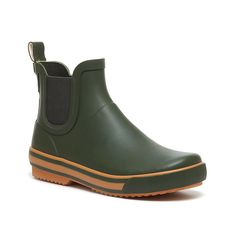 Rocket Dog-Rainbow Chelsea Boot Weather the rainy season in the Rainbow Chelsea bootie by Rocket Dog. This water-resistant ankle bootie is crafted from rubber and equipped with treads on the sole to ensure reliable footing on wet surfaces. Click here for Boot Measuring Guide. Green Waterproof Boots For Rainy Weather, Green Waterproof Boots For Rainy Season, Waterproof Green Boots For Rainy Season, Green Rubber Sole Rain Boots For Outdoor, Casual Recycled Rubber Rain Boots With Round Toe, Green Rain Boots For Rainy Season, Waterproof Boots With Round Toe In Recycled Rubber, Waterproof Recycled Rubber Boots With Round Toe, Weatherproof Ankle-high Rain Boots