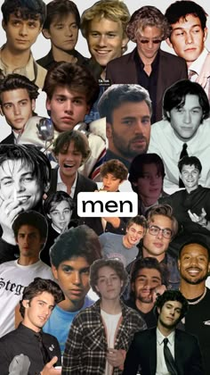 collage of men with different facial expressions and hair styles, including one man's face