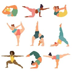 woman doing yoga poses in various positions