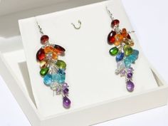 Multi Gemstone Earrings, Rainbow Earrings Rainbow Gemstone Earrings Dangle Colorful Earrings Multi C Multicolor Dangle Earrings With Gemstone Accents, Dangle Multi-stone Earrings For Gifts, Multicolor Gemstone Long Drop Earrings, Multicolor Long Drop Gemstone Earrings, Multicolor Multi-stone Dangle Earrings, Long Drop Multi-stone Earrings For Gift, Multicolor Earrings With Gemstone Accents, Perfect As A Gift, Multicolor Multi-stone Briolette Earrings, Multicolor Briolette Multi-stone Earrings