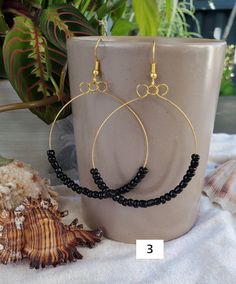 Trendy Handmade Black Hoop Earrings, Trendy Black Beaded Earrings For Gift, Adjustable Black Beaded Hoop Jewelry, Trendy Black Bead Jewelry For Everyday, Black Beaded Small Hoop Earrings As Gift, Small Black Hoop Earrings For Jewelry Making, Black Beaded Hoop Earrings Gift, Adjustable Black Beaded Hoop Earrings, Adjustable Hoop Earrings With Black Beads