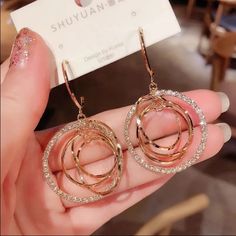 Length 5cm Width 3 Cm New With Tag And Package Material Alloy And Rhinestone Golden Fashion, Statement Collar Necklace, Hoop Earrings Style, Collar Jewelry, Trend Fashion, Party Jewelry, Girls Jewelry, Circle Earrings, Round Pendant