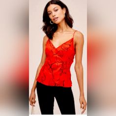 New With Tags Astr Red Camisole. Never Worn! Red V-neck Camisole For Party, Halter Cami Top, Red Camisole With Built-in Bra, Red Camisole Top With Built-in Bra, Fitted Red V-neck Camisole, Red Camisole, Lace Camisole Top, Floral Print V-neck Camisole, Floral Ruffle Top