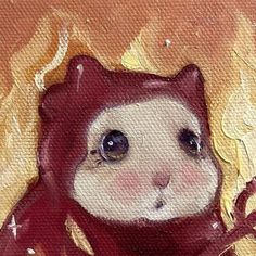 a painting of a cat wearing a scarf